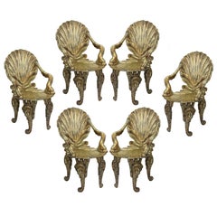 Retro Set of Six Extraordinary Gilded Grotto Chairs by David Barrett