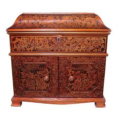 19th Century Large Chinoiserie Penwork Box Table Chest w. Mother-of-Pearl Inlay