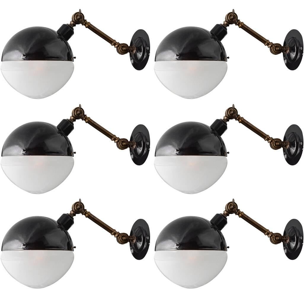 Rounded Black Extension Arm Sconce, Made in Italy For Sale