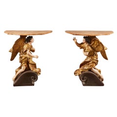 18th Century Italian Baroque Basilica Angel Tables