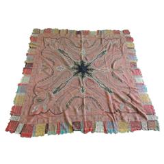 Antique 19th Century Kashmir Paisley Shawl with Borders