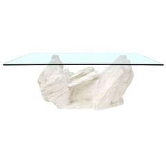 Cast Plaster Faux Rock Coffee Table by Sirmos