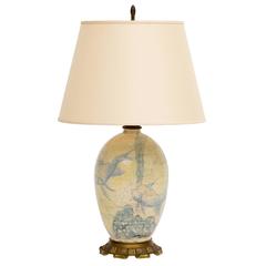 Lachenal French Art Deco Unique Hand-Painted Ceramic Lamp