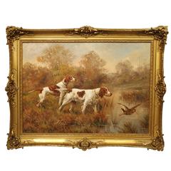 Antique Hunting Dog Painting by Maurice Etienne Dantan