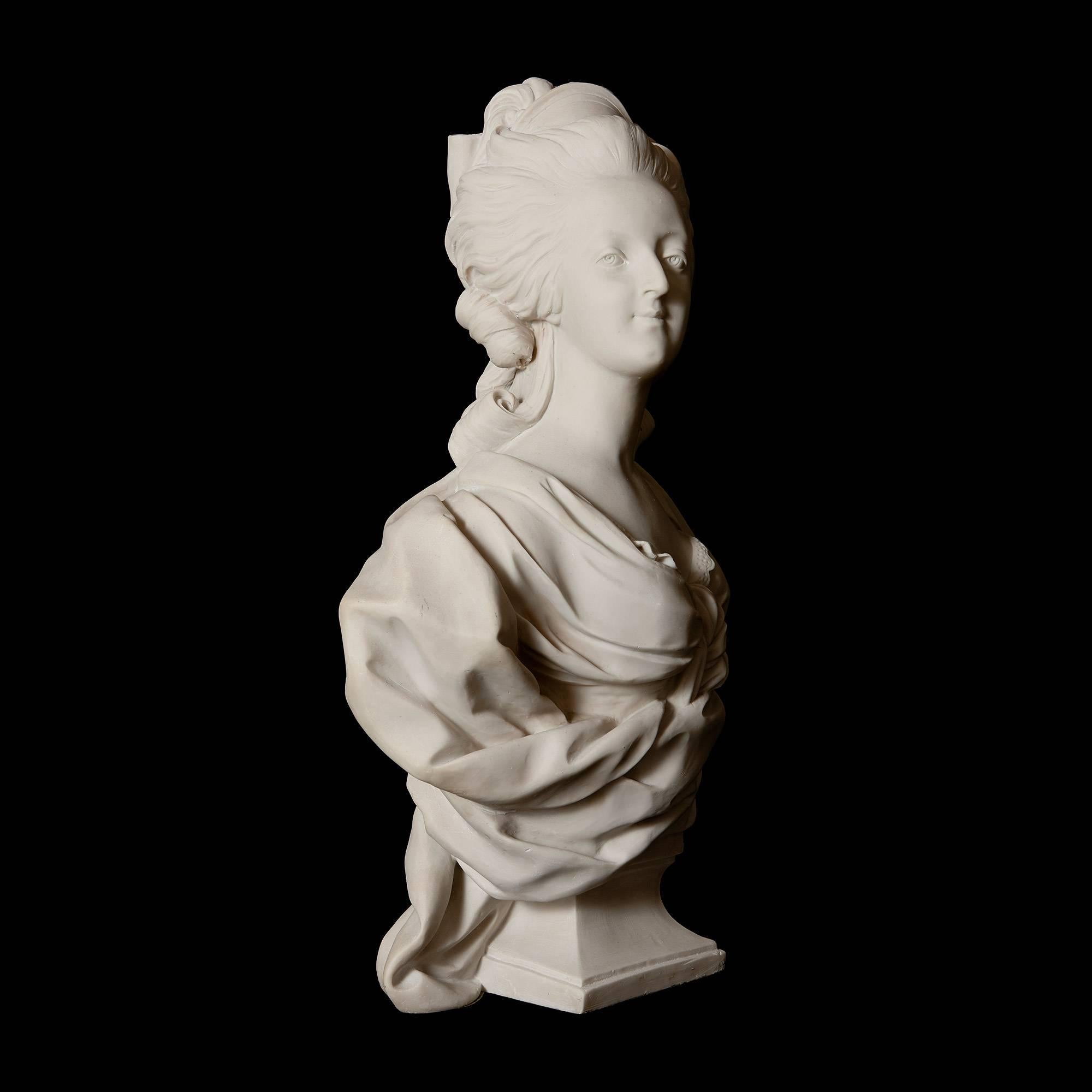 19th Century French antique marble bust of Marie Antoinette