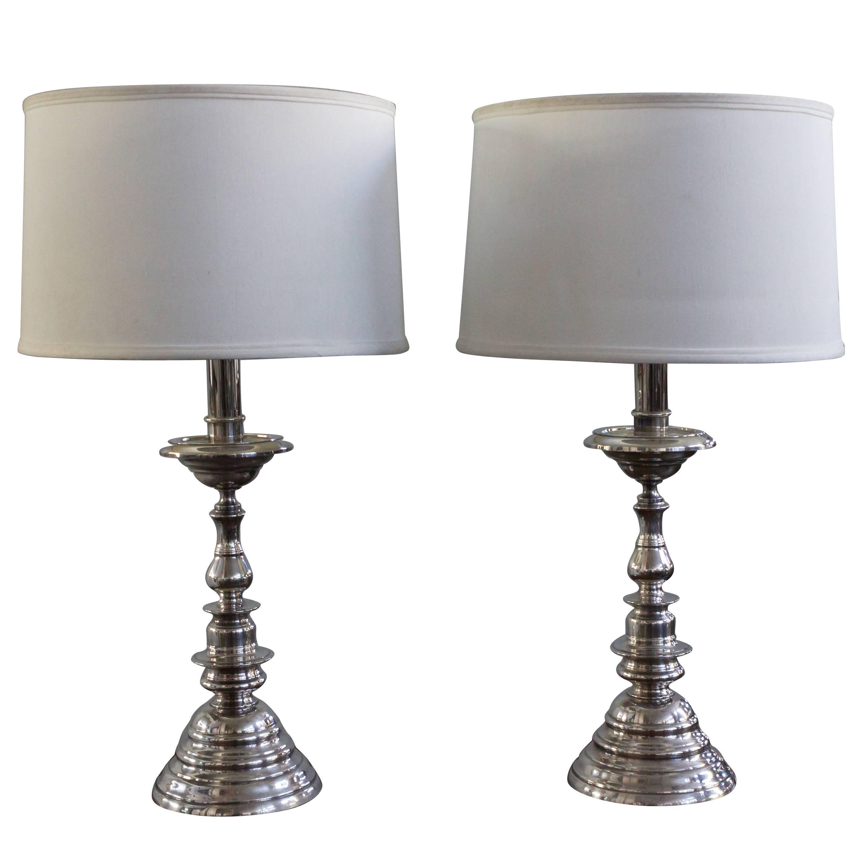 Pair of Silver Plated Lamps