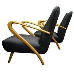 Pair Open Arm Chairs by Paolo Buffa