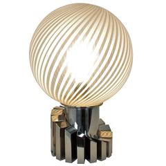Sculptural Mid-century Italian Glass and Chrome Table Lamp 12