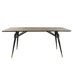 1950s Dining room table, metal, brass and formica - Italy