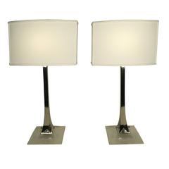 Pair of Chrome and Lucite Table Lamps by Laurel 8