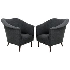 Pair of 1950s Parisi Style Sculptural Armchairs