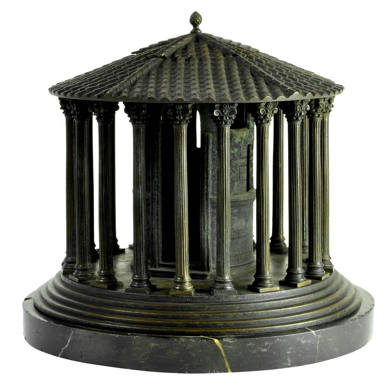 Impressive, highly-detailed, mid 19th c. bronze model of Temple of Vesta, Rome For Sale
