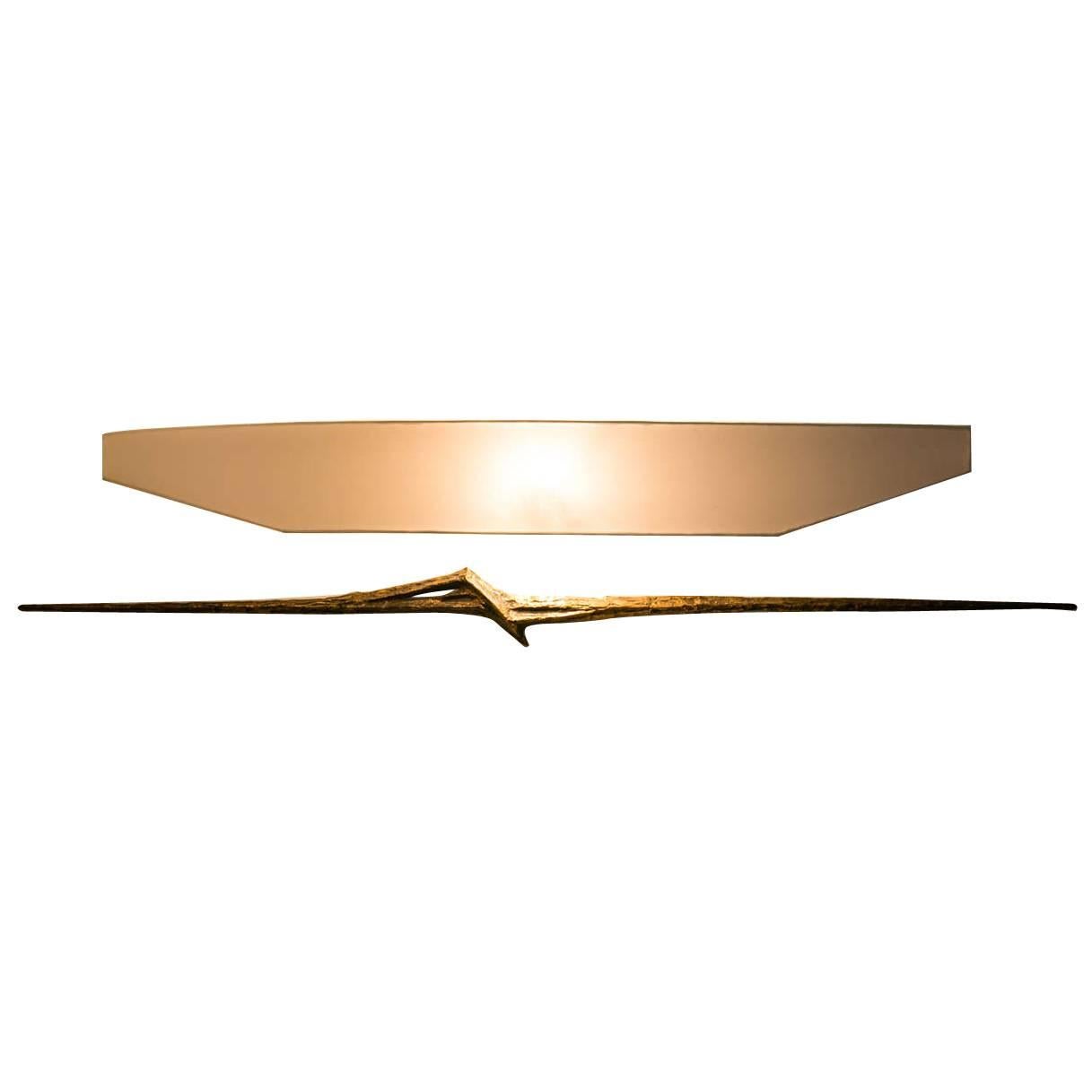Large Bronze Wall Sconce "Broadsword," by Felix Agostini, circa 1960