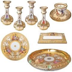 Antique Fine Dinner Service for 14 by Ambrosius Lamm of Dresden, circa 1900