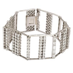 Diamond Modernist Platinum Cuff Bracelet 