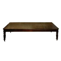 10' mahogany "Board" table w/embossed leather inset 7