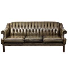 Green Leather Sofa, England