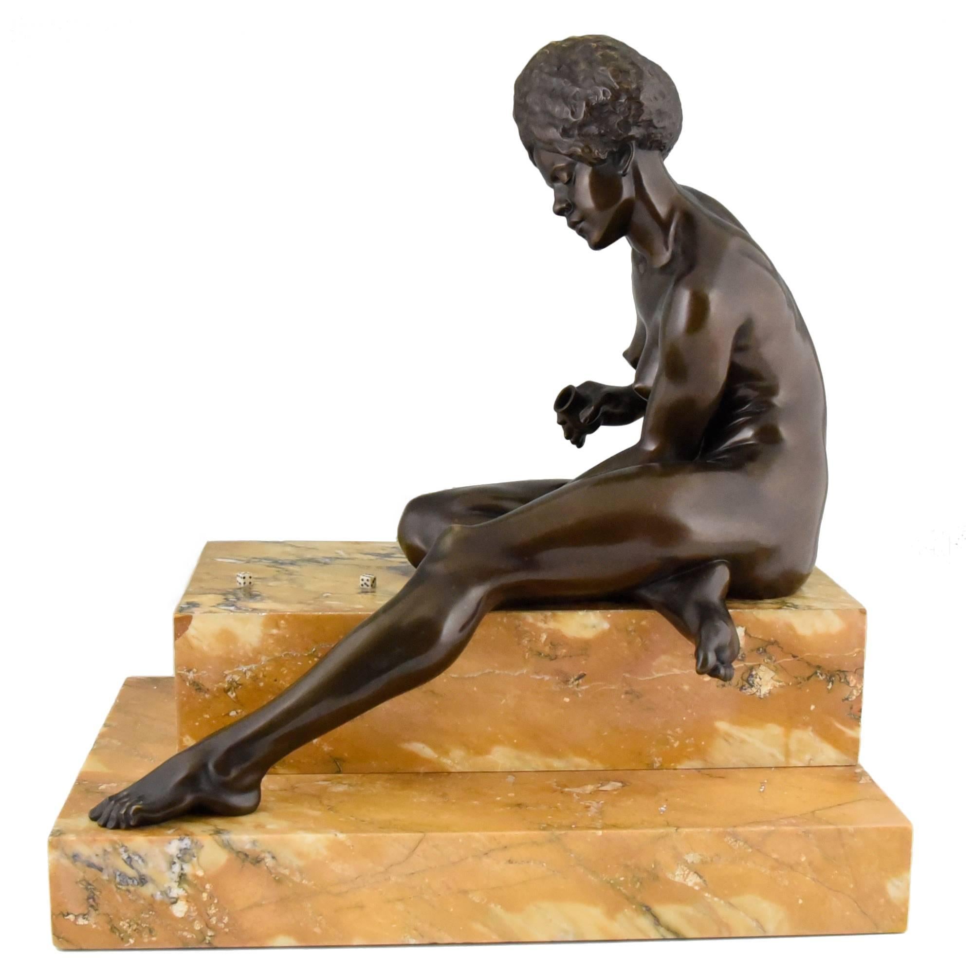 Art Deco Bronze Sculpture African Nude by Clarisse Levy Kinsbourg, 1930, France