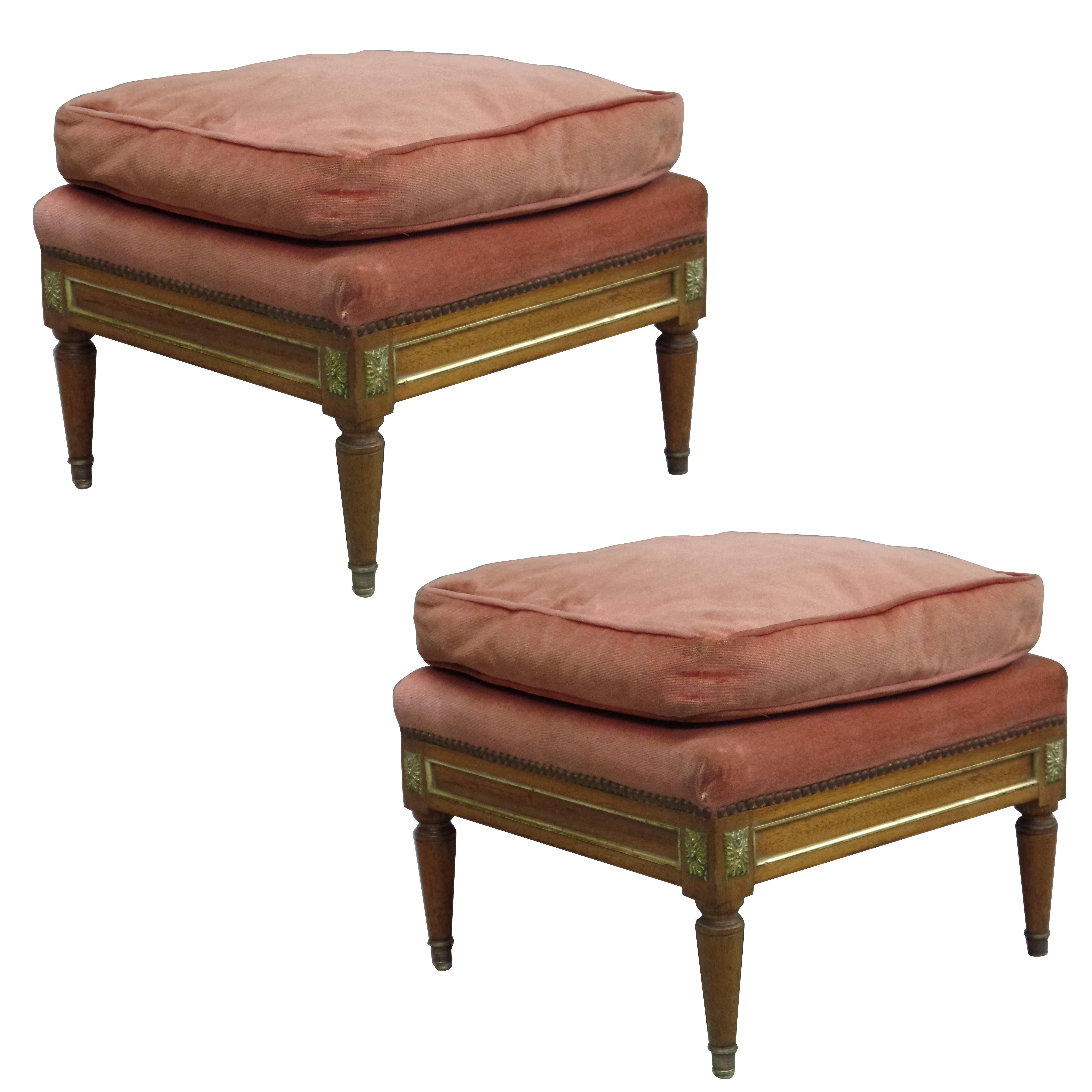 Pair of French Modern Neoclassical Stools / Benches Attributed to Jansen