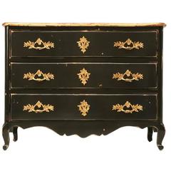 Louis XV Style Black Lacquered Commode 9