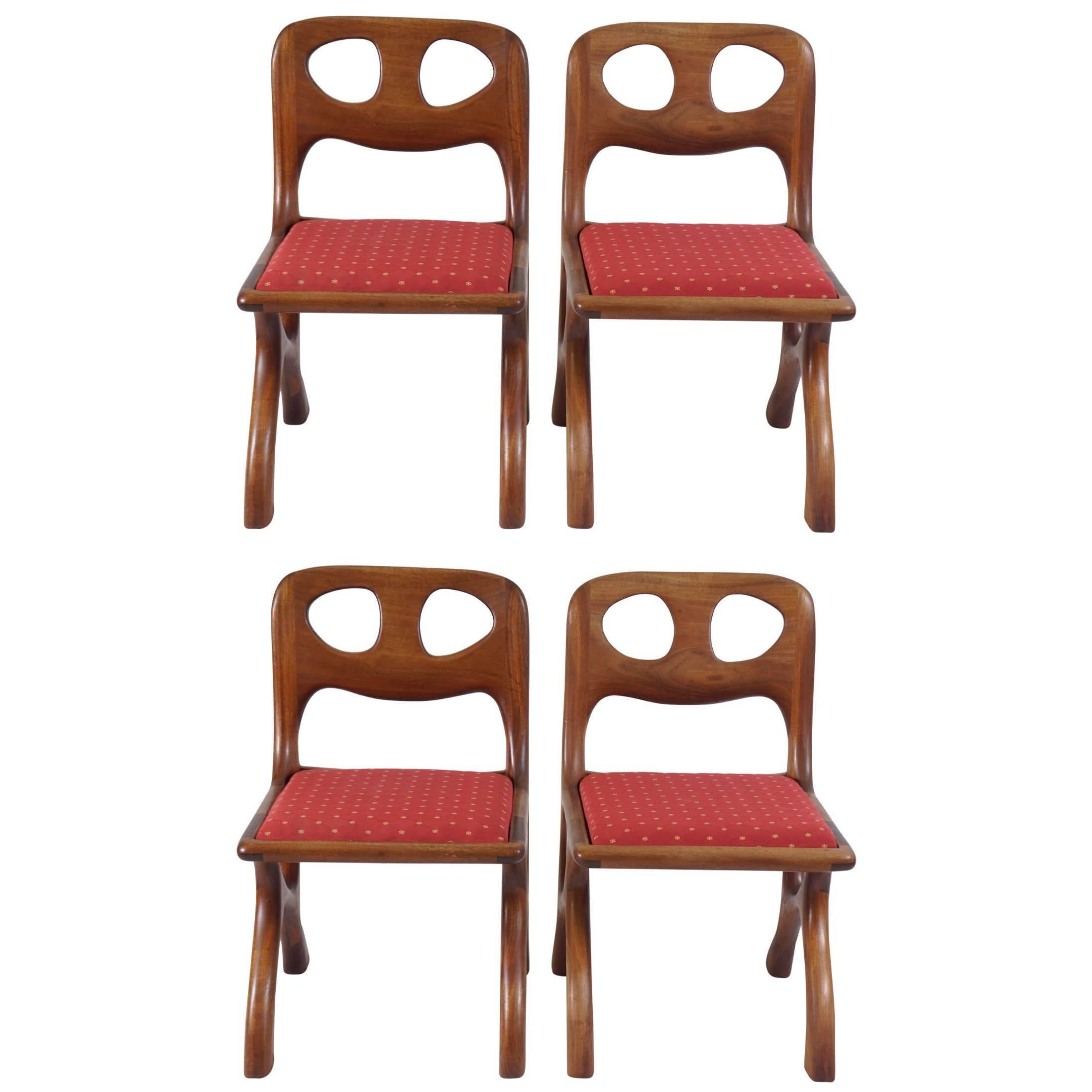 70's American craftsman walnut chairs only For Sale
