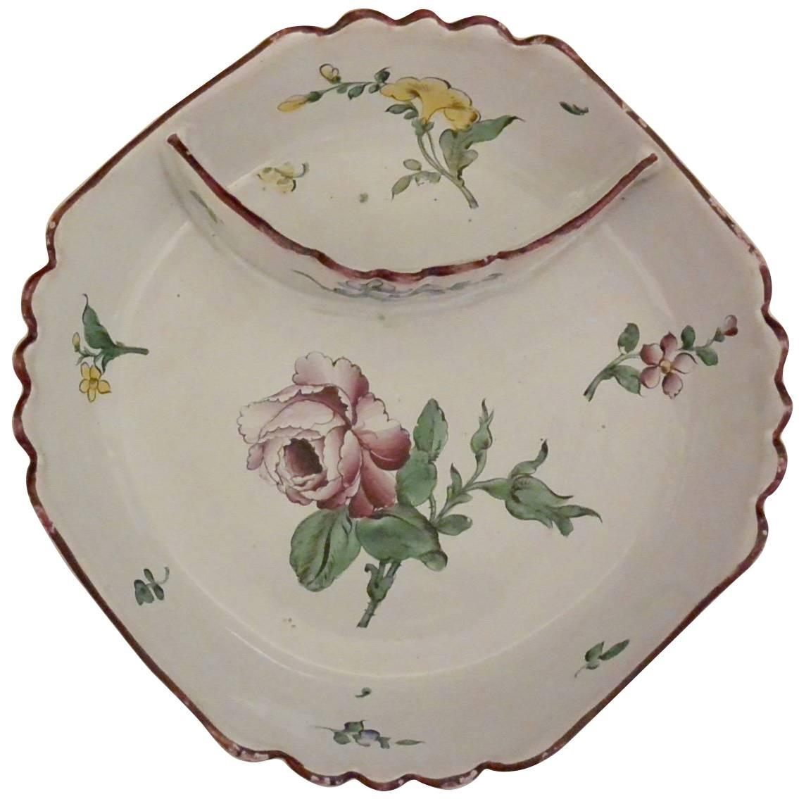 Vintage Straßburg Stil Fayence Crudite Dish im Angebot