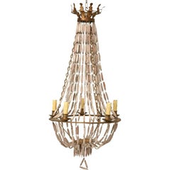 Italian Wooden Bead and Steel Chandelier