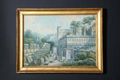 Set of Four Watercolors of Ancient Ruins, Circle of Ducros