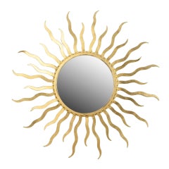 Espejos de pared con forma de rayo de sol en metal dorado de estilo Art Moderne italiano (moderno)