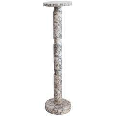 Tall Grey Marble Cylinder Pedestals or Plant Stands