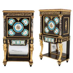 Pair of Victorian Ormolu, Marble and Porcelain Secretaires 7