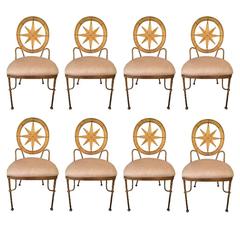 Vintage 12 Gilded Wrought Iron 1940s Chairs