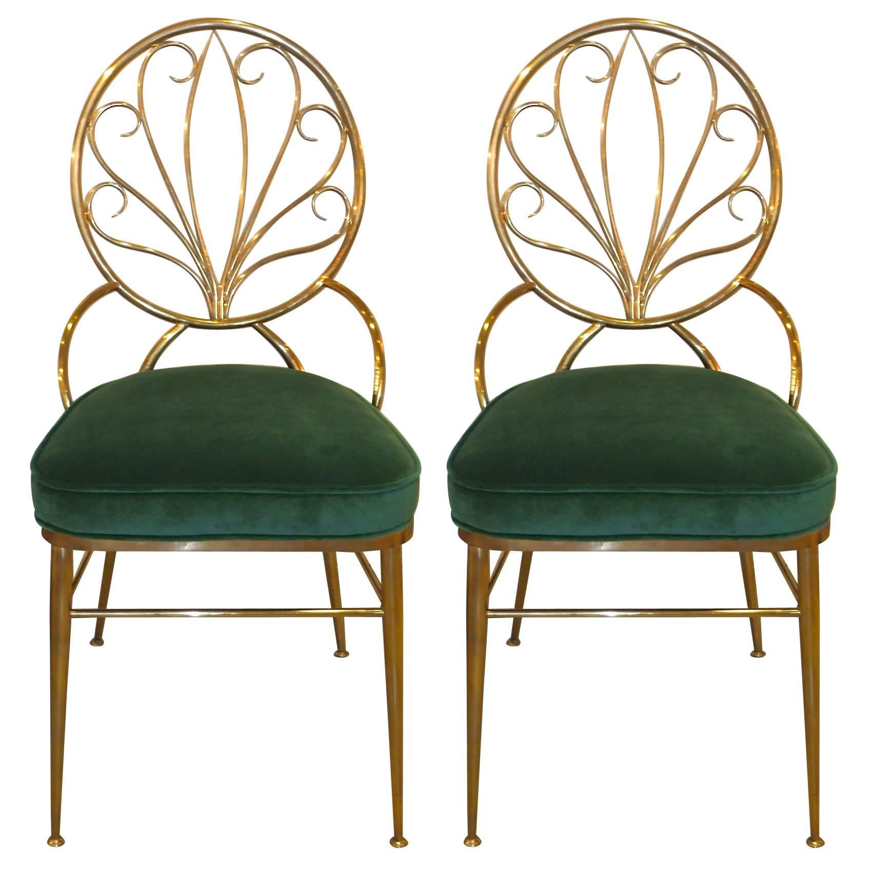 Pair of Solid Brass Chiavari Chairs
