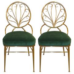 Vintage Pair of Solid Brass Chiavari Chairs