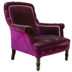 French 19th Century Armchair in Purple Velvet