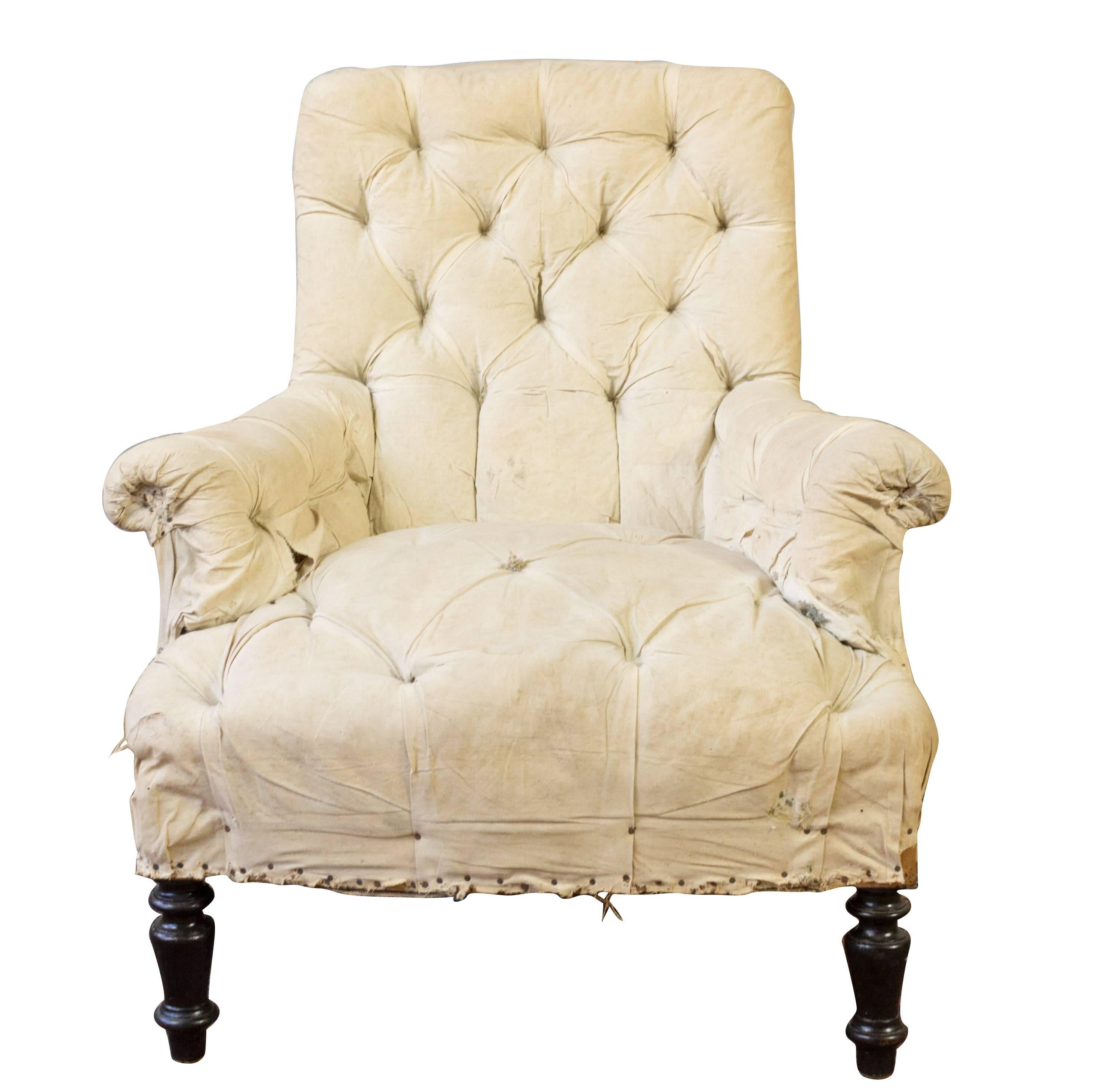 Single 19th Century Tufted French Armchair