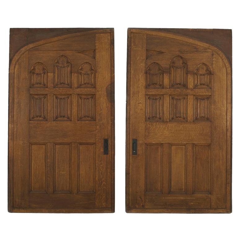 Pair Of English Gothic Revival Oak Pocket Doors For Sale At 1stdibs
