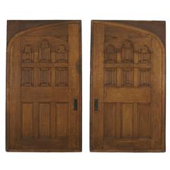 Pair of English Gothic Revival Oak Pocket Doors 4