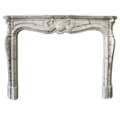 Antique French Louis XV Fireplace Mantel in Bleu Fleuri Marble