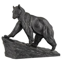 Art Deco Bronze Bear Sculpture by Francis Corbeels, Belgium, 1930