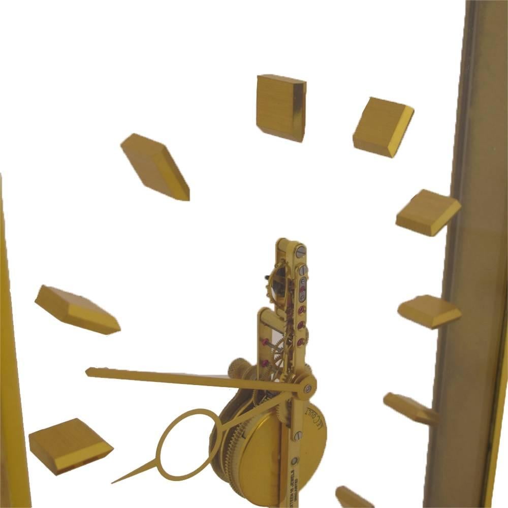 Mid-Century Modern Jaeger LeCoultre Skeleton Clock Signed Switzerland 1960s