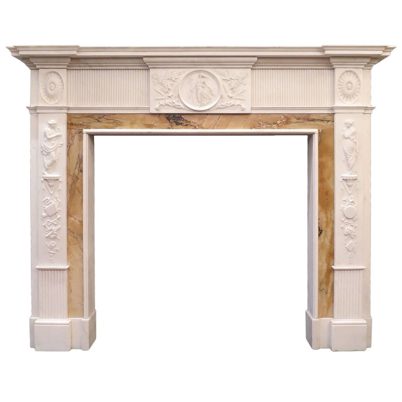 Antique 19th Century Neoclassical Marble Fireplace Mantel