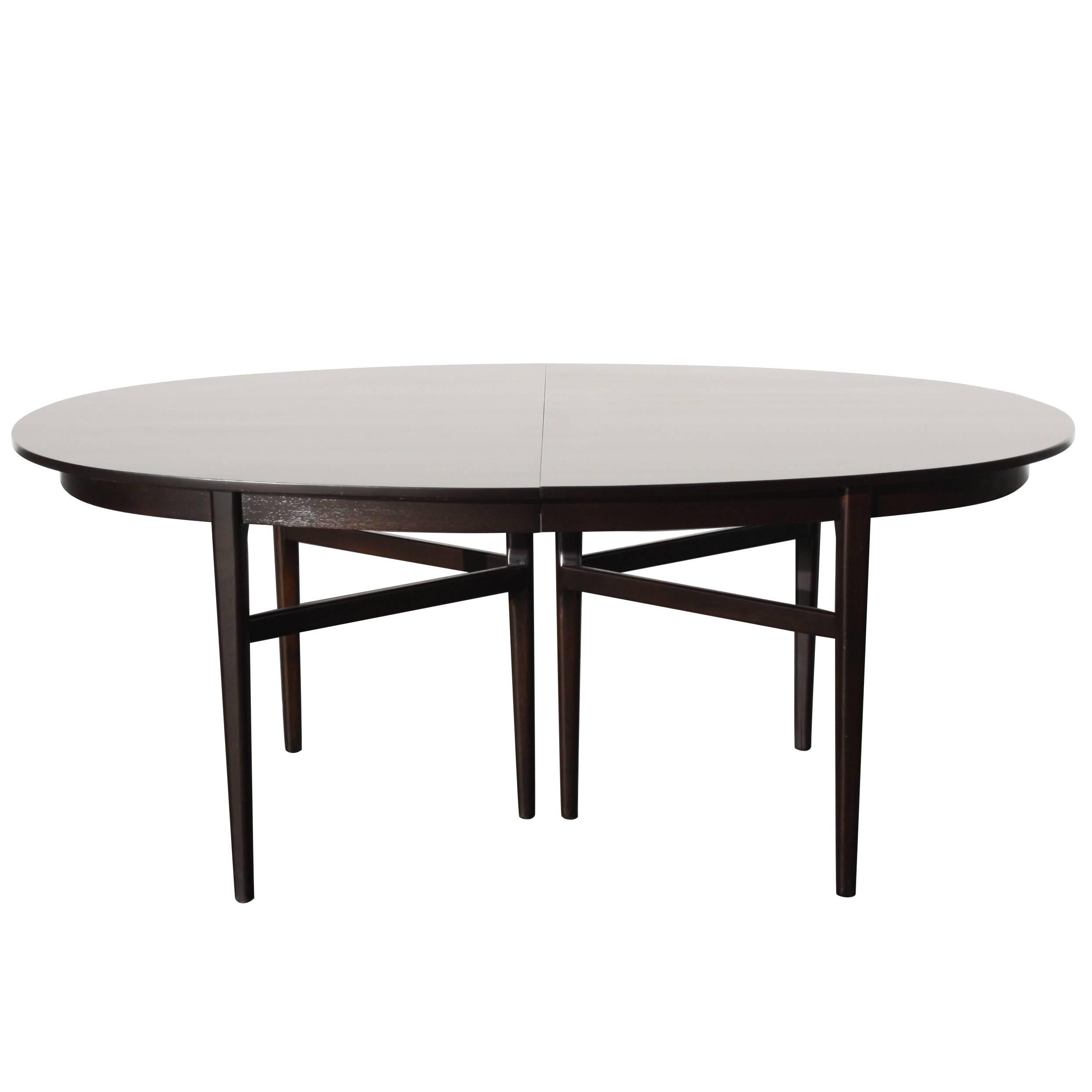 Danish Modern Style Rom Weber Oval Mid-Century Dining Table in Dark Espresso 