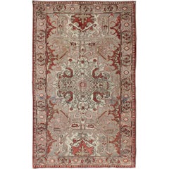 Tappeto turco antico Sevas in grigio, taupe, bordeaux, rosso palissandro e antracite
