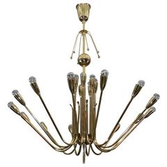 Large Brass Multi-Arm Chandelier