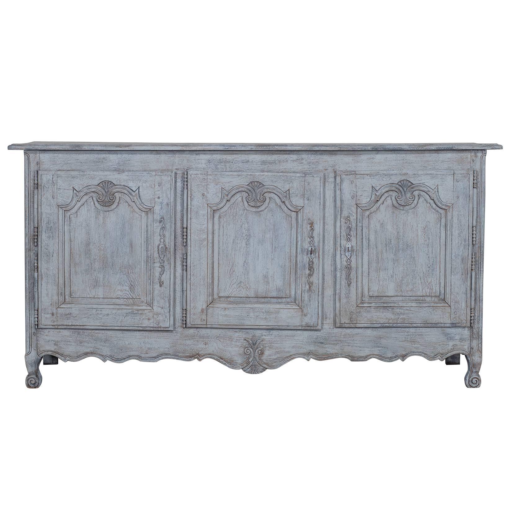 Antique French Louis XV Style Painted Oak Buffet, Enfilade, circa 1850