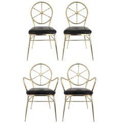 Set of Four Italian Gio Ponti Style Compass Back Chairs