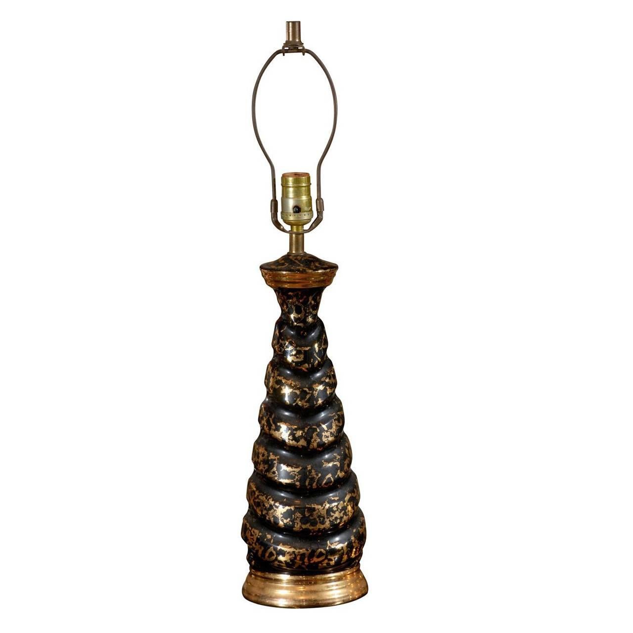 Lampe à éclaboussures noire et or du milieu du siècle dernier en vente