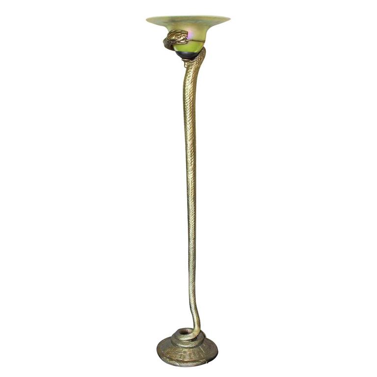 Edgar Brandt Style Bronze Snake Floor Lamp