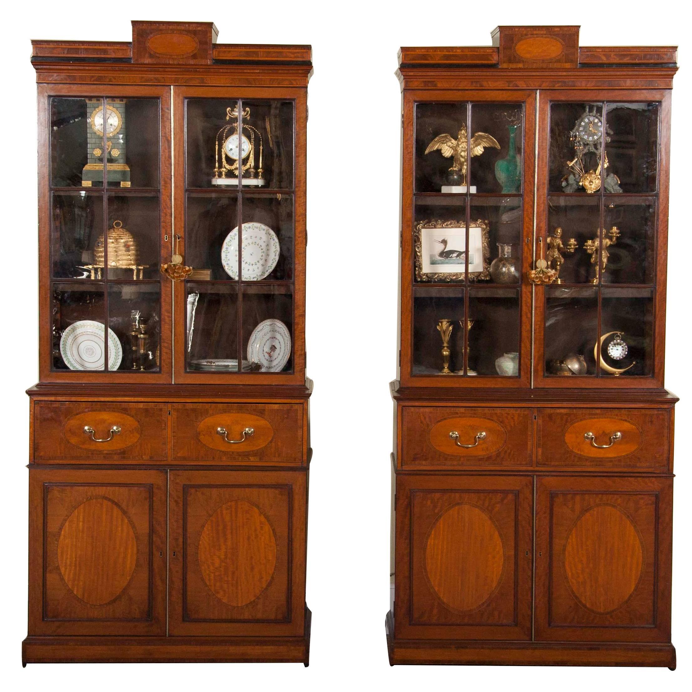 Rare Near Pair of Regency Bookcases For Sale